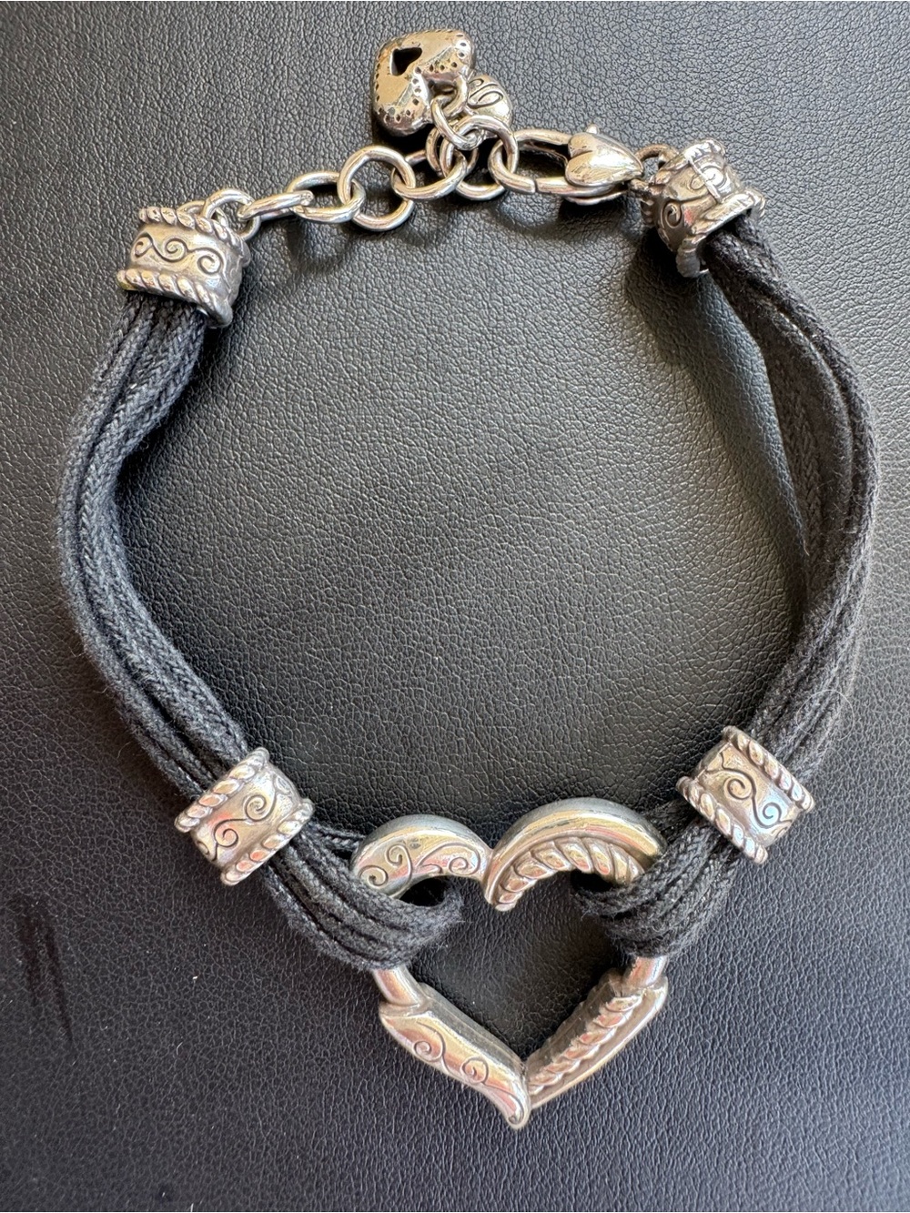 Brighton Heritage Heart Bracelet in Black and Silver